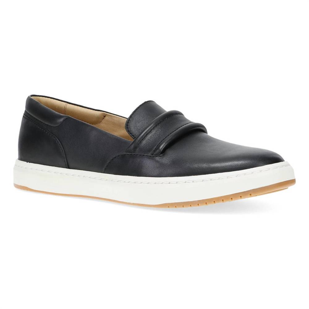 Dansko Black Leather Slip-On Loafer with White Sole